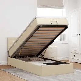 Osmaņu Gultas Rāmis Ar Matrača Krēma 80X200 Cm Audums Vidaxl Osmaņu Gultas Rāmis Ar Matrača Krēma 80X200 Cm Audums Vidaxl