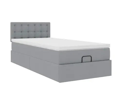 Ottomani Voodiraam Madratsiga, Helehall, 90X190cm Kangas