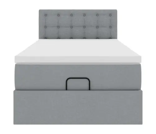 Ottomani Voodiraam Madratsiga, Helehall, 90X190cm Kangas