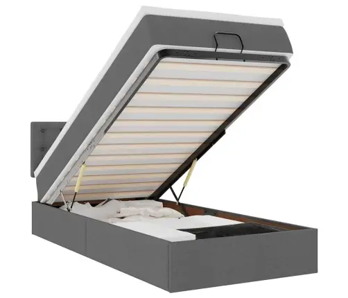 Osmaņu Gultas Rāmis Ar Matrača Tumši Pelēks 90X190 Cm Audums Vidaxl