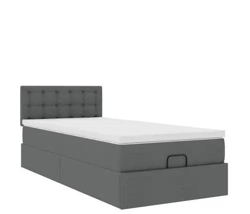 Osmaņu Gultas Rāmis Ar Matrača Tumši Pelēks 90X190 Cm Audums Vidaxl