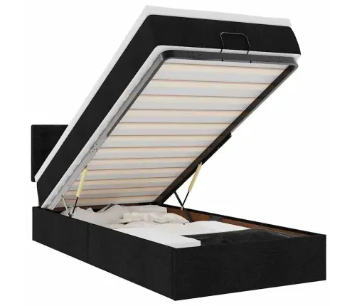 Osmaņu Gultas Rāmis Ar Matrača Melns 90X190 Cm Audums Vidaxl