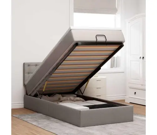 Ottomani Voodiraam Madratsiga, Pruunikashall, 90X190cm Kangas Ottomani Voodiraam Madratsiga, Pruunikashall, 90X190cm Kangas