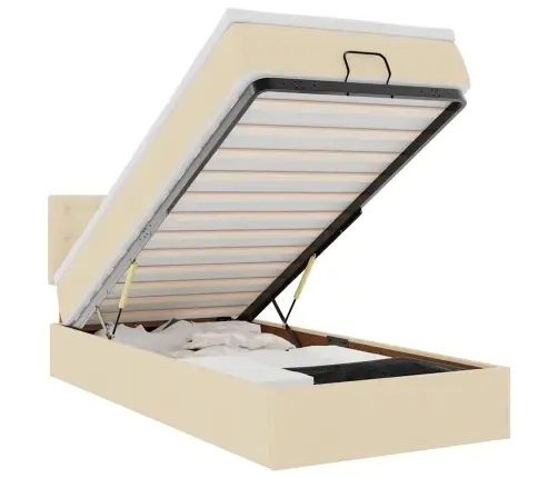 Osmanų Lovos Rėmas Su Čiužiniu, Kreminis, 90X190cm Audinys