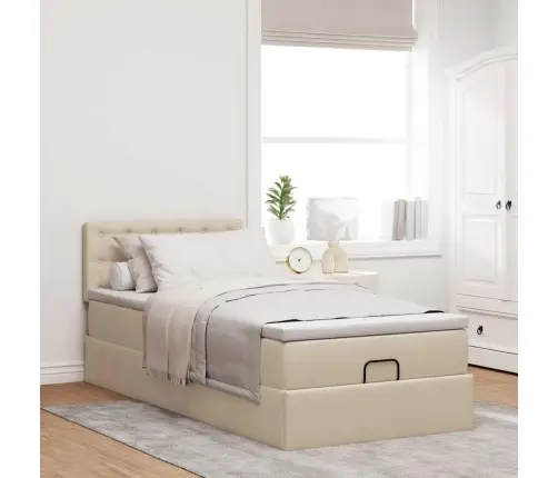 Osmanų Lovos Rėmas Su Čiužiniu, Kreminis, 90X190cm Audinys