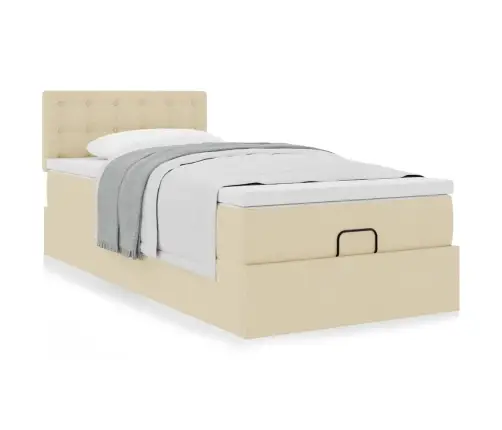 Osmanų Lovos Rėmas Su Čiužiniu, Kreminis, 90X190cm Audinys