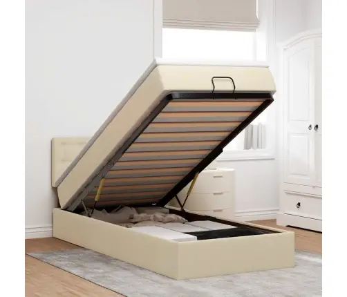 Osmanų Lovos Rėmas Su Čiužiniu, Kreminis, 90X190cm Audinys