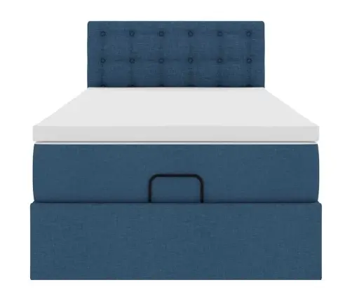 Osmaņu Gultas Rāmis Ar Matrača Zils 90X190 Cm Audums Vidaxl
