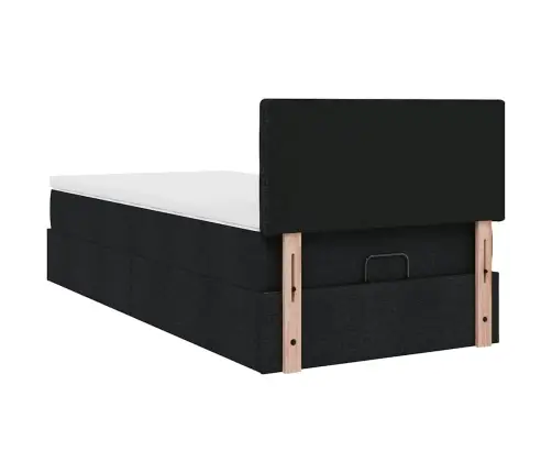 Ottomani Voodi Madratsiga, Must, 90X200 cm Kangas