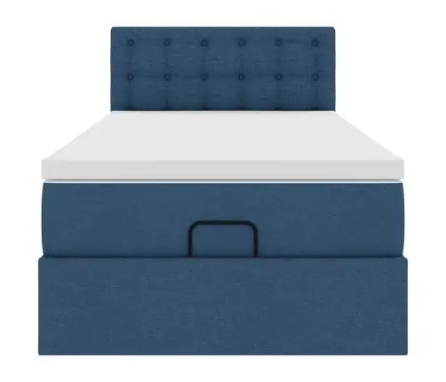 Osmaņu Gultas Rāmis Ar Matrača Zils 90X200 Cm Audums Vidaxl