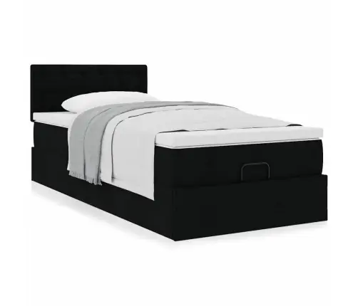 Osmanų Lova Su Čiužiniu, Juodas, 100X200cm Audinys