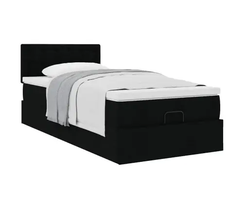 Osmanų Lova Su Čiužiniu, Juodas, 100X200cm Audinys