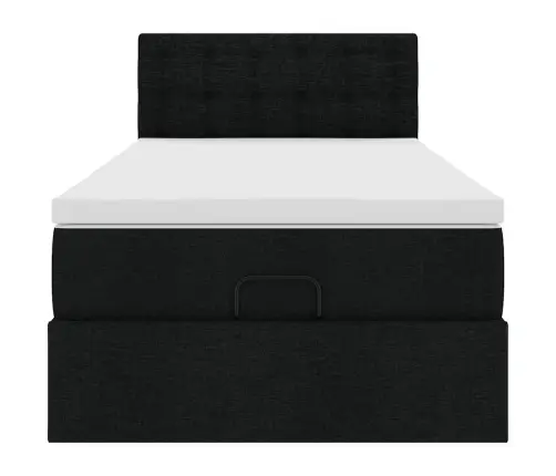 Osmanų Lova Su Čiužiniu, Juodas, 100X200cm Audinys