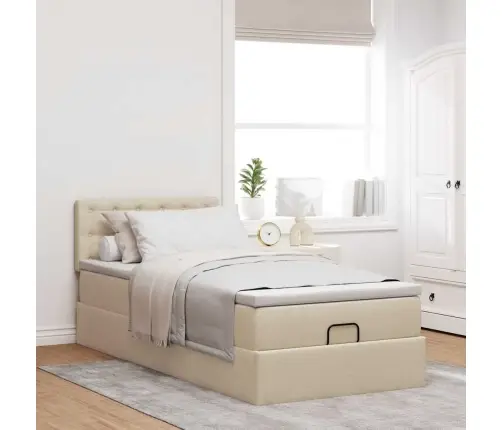 Osmaņu Gultas Rāmis Ar Matrača Krēma 100X200 Cm Audums Vidaxl