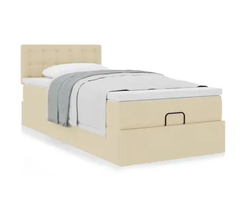 Osmaņu Gultas Rāmis Ar Matrača Krēma 100X200 Cm Audums Vidaxl