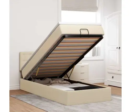 Osmaņu Gultas Rāmis Ar Matrača Krēma 100X200 Cm Audums Vidaxl