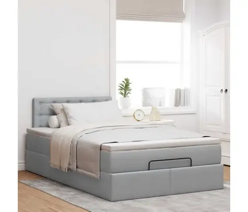 Osmaņu Gultas Rāmis Ar Matrača Gaiši Pelēks 120X190 Cm Audums Vidaxl