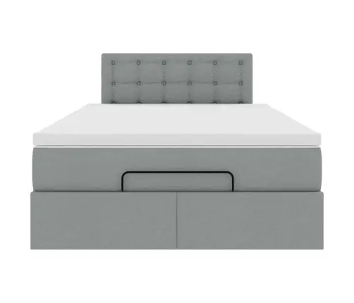 Osmaņu Gultas Rāmis Ar Matrača Gaiši Pelēks 120X190 Cm Audums Vidaxl