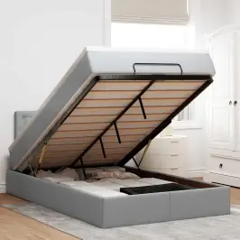 Osmaņu Gultas Rāmis Ar Matrača Gaiši Pelēks 120X190 Cm Audums Vidaxl