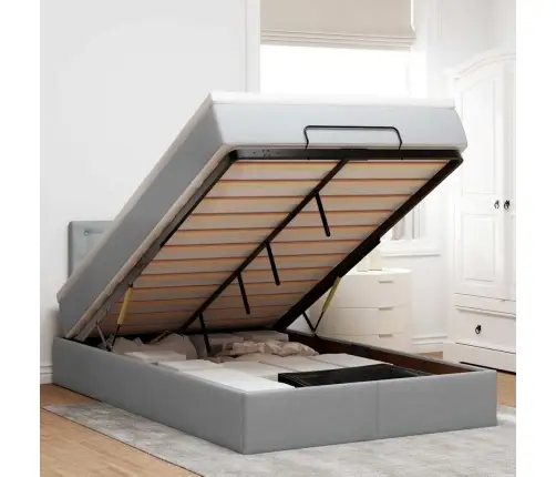 Osmaņu Gultas Rāmis Ar Matrača Gaiši Pelēks 120X190 Cm Audums Vidaxl