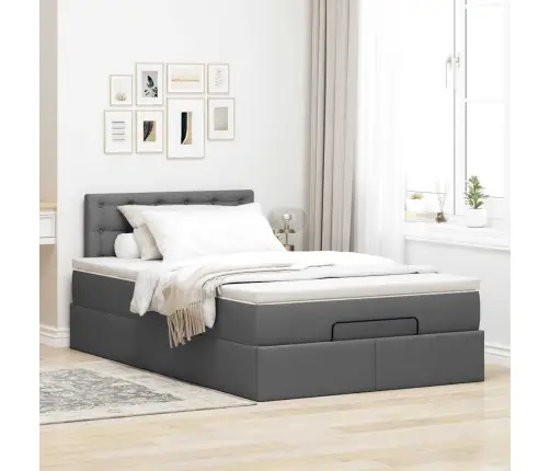 Osmaņu Gultas Rāmis Ar Matrača Tumši Pelēks 120X190 Cm Audums Vidaxl