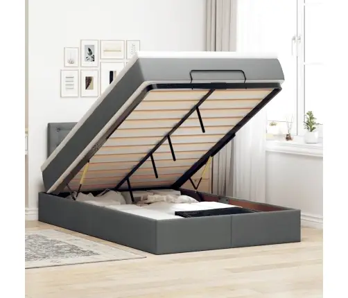 Osmaņu Gultas Rāmis Ar Matrača Tumši Pelēks 120X190 Cm Audums Vidaxl