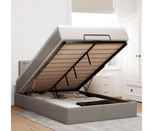 Osmaņu Gultas Rāmis Ar Matrača Pelēkbrūns 120X190Cm Audums Vidaxl