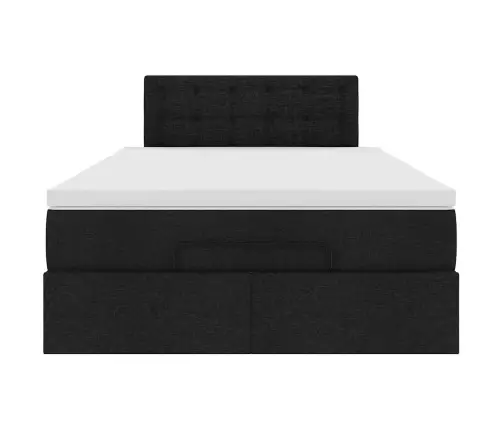 Osmaņu Gultas Rāmis Ar Matrača Melns 120X200 Cm Audums Vidaxl