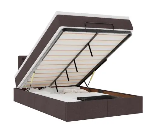 Osmaņu Gultas Rāmis Ar Matrača Tumši Brūns 120X200 Cm Audums Vidaxl