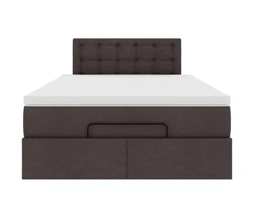 Osmaņu Gultas Rāmis Ar Matrača Tumši Brūns 120X200 Cm Audums Vidaxl