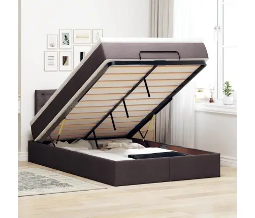 Osmaņu Gultas Rāmis Ar Matrača Tumši Brūns 120X200 Cm Audums Vidaxl