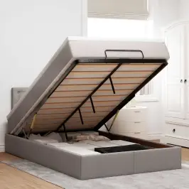 Ottomani Voodi Madratsiga, Pruunikashall, 120X200 cm Kangas