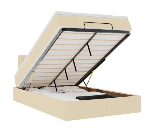 Osmaņu Gultas Rāmis Ar Matrača Krēmkrāsas 120X200 Cm Audums Vidaxl