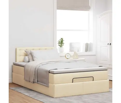 Osmaņu Gultas Rāmis Ar Matrača Krēmkrāsas 120X200 Cm Audums Vidaxl