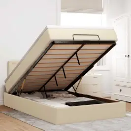 Osmaņu Gultas Rāmis Ar Matrača Krēmkrāsas 120X200 Cm Audums Vidaxl