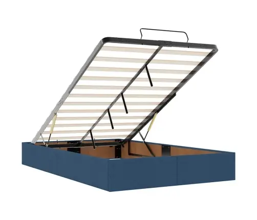 Osmaņu Gultas Rāmis Ar Matrača Zils 120X200 Cm Audums Vidaxl