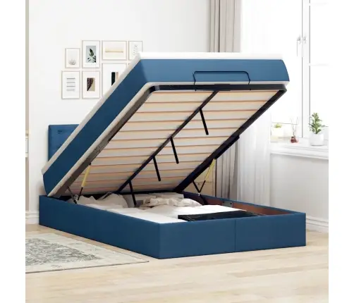 Ottomani Voodi Madratsiga, Sinise, 120X200cm Kangas