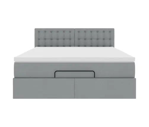 Osmaņu Gulta Ar Matraci, Gaiši Pelēks, 140X190 Cm, Audums Vidaxl