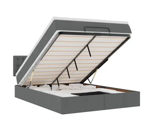 Osmanų Lova Su Čiužiniu, Pilkas, 140X190cm Audinys