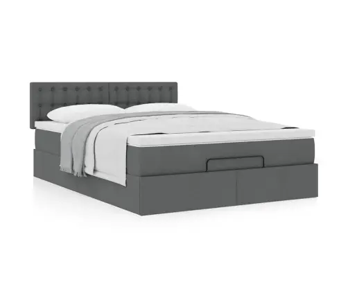 Osmanų Lova Su Čiužiniu, Pilkas, 140X190cm Audinys