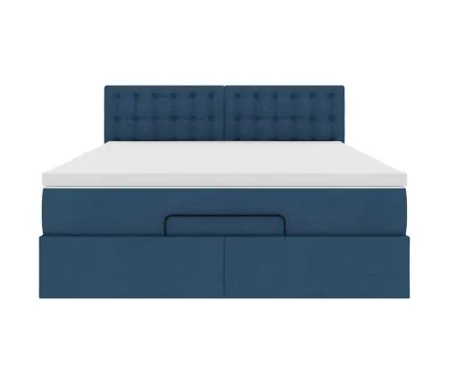 Osmaņu Gulta Ar Matraci, Zils, 140X190 Cm, Audums Vidaxl