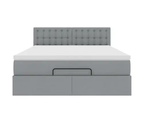 Osmanų Lovos Rėmas Su Čiužiniu, Pilkas, 140X200cm Audinys