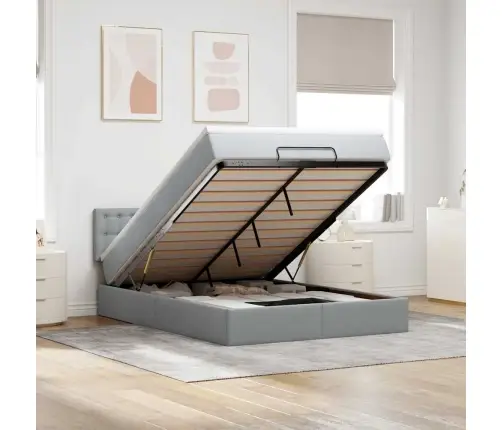 Osmanų Lovos Rėmas Su Čiužiniu, Pilkas, 140X200cm Audinys