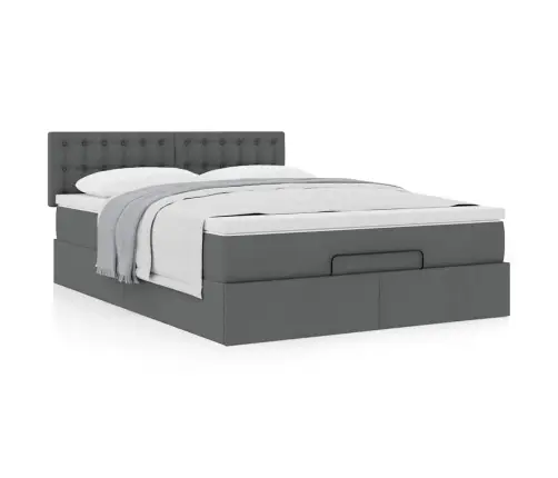 Osmanų Lova Su Čiužiniu, Pilkas, 140X200cm Audinys