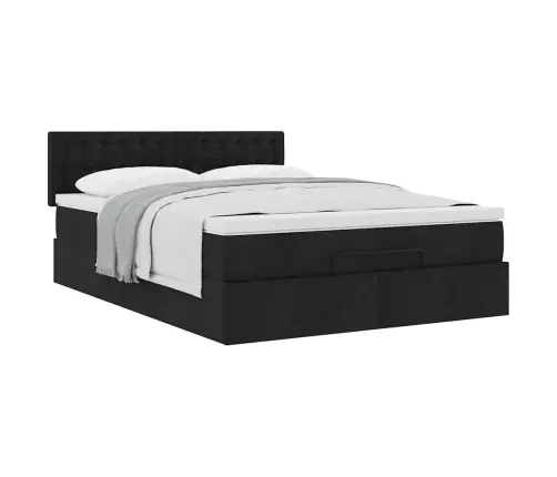 Osmaņu Gultas Rāmis Ar Matrača Melns 140X200 Cm Audums Vidaxl