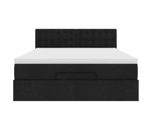 Osmaņu Gultas Rāmis Ar Matrača Melns 140X200 Cm Audums Vidaxl