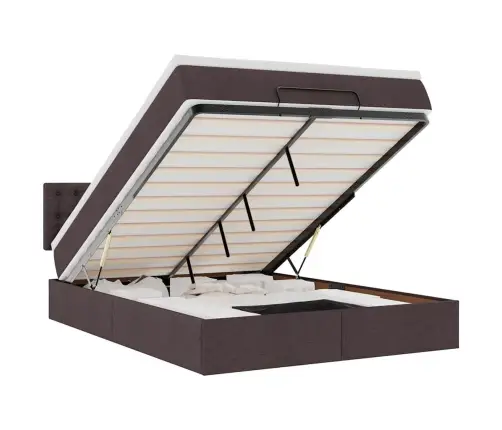 Osmanų Lovos Rėmas Su Čiužiniu, Rudas, 140X200cm Audinys