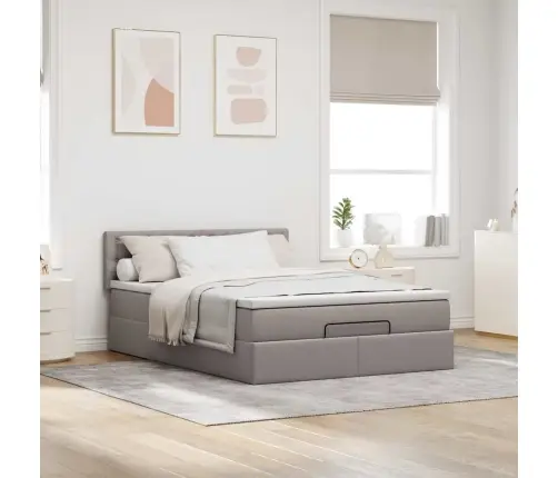 Osmaņu Gultas Rāmis Ar Matrača Pelēkbrūna 140X200 Cm Audums Vidaxl