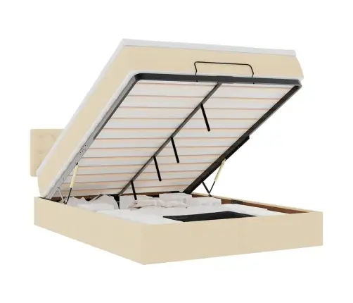 Osmaņu Gultas Rāmis Ar Matrača Krēma 140X200 Cm Audums Vidaxl Osmaņu Gultas Rāmis Ar Matrača Krēma 140X200 Cm Audums Vidaxl