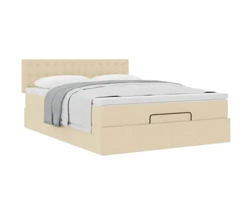 Osmaņu Gultas Rāmis Ar Matrača Krēma 140X200 Cm Audums Vidaxl Osmaņu Gultas Rāmis Ar Matrača Krēma 140X200 Cm Audums Vidaxl